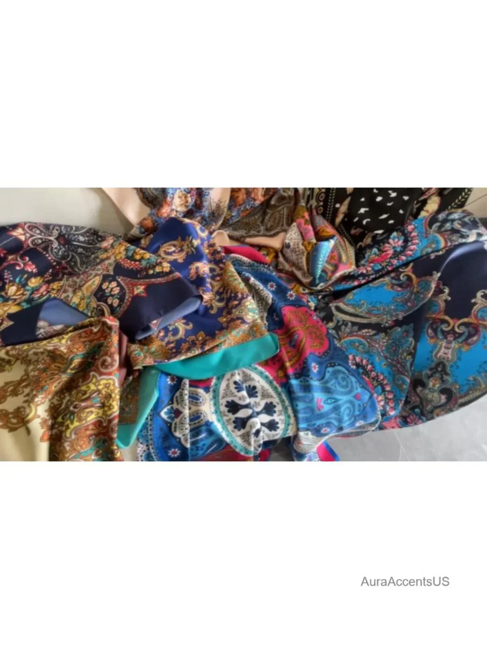 Oversized 40x40 Satin Square Scarf – Silk-Feel Fashion Scarf, Hair Wrap,
